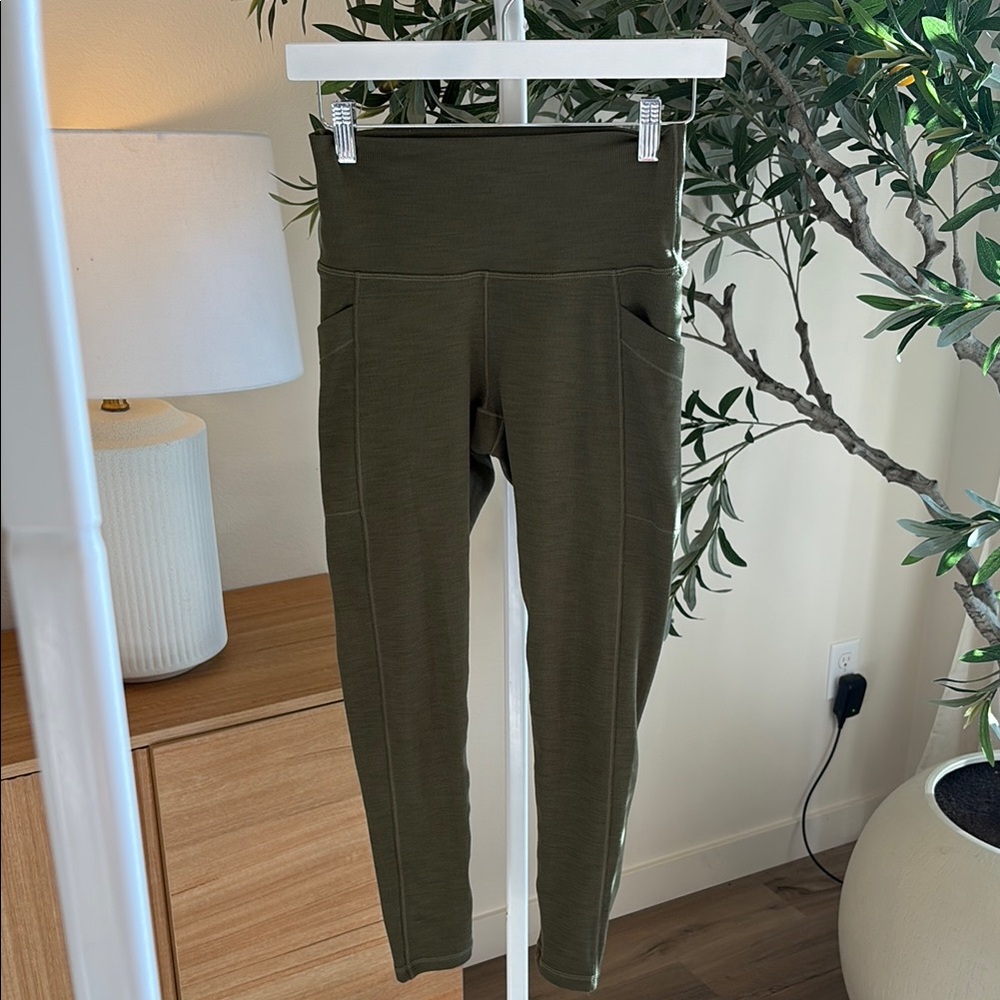 Olive Green High-Waisted Leggings